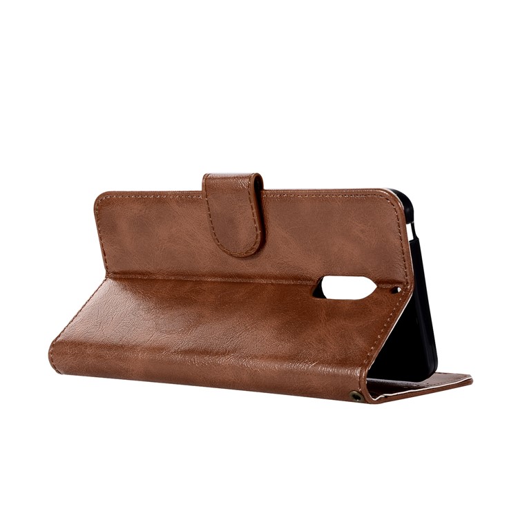 Premium Vintage Leather Wallet Case Phone Shell for Nokia 6 - Coffee-6