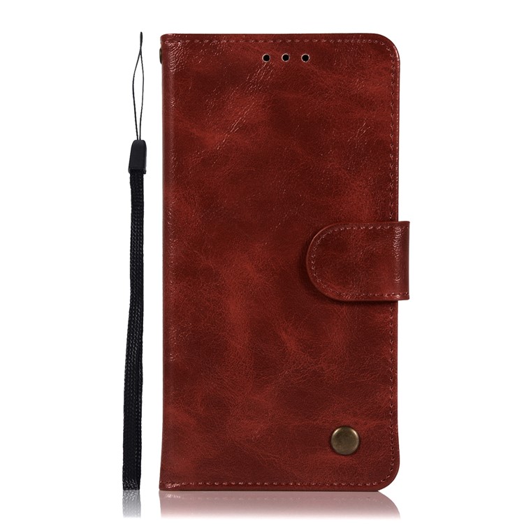 Premium Vintage Leather Wallet Cover with Stand for Nokia 8 - Wine Red-2