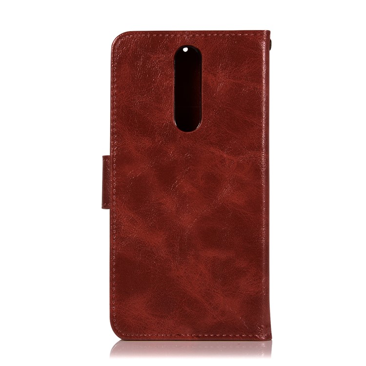 Premium Vintage Leather Wallet Cover with Stand for Nokia 8 - Wine Red-3
