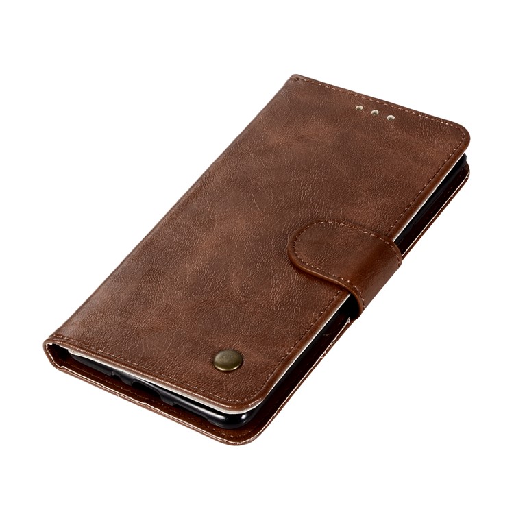 Premium Vintage Leather Wallet Protection Case for Nokia 8 - Coffee-7
