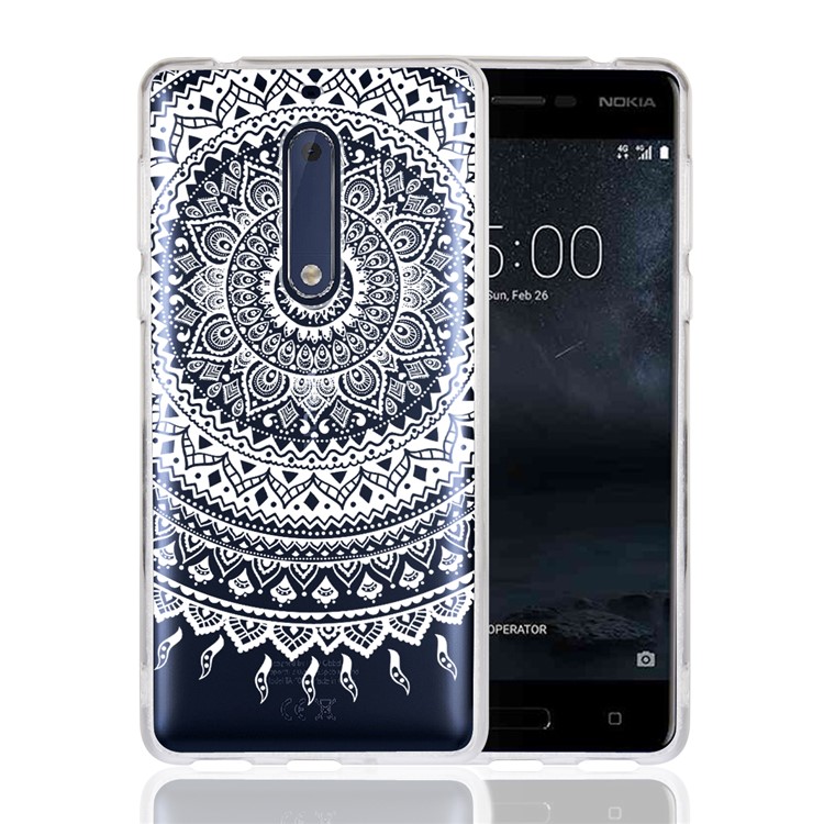 Mandala Flower TPU + PC Hybrid Back Case for Nokia 5 - White-1