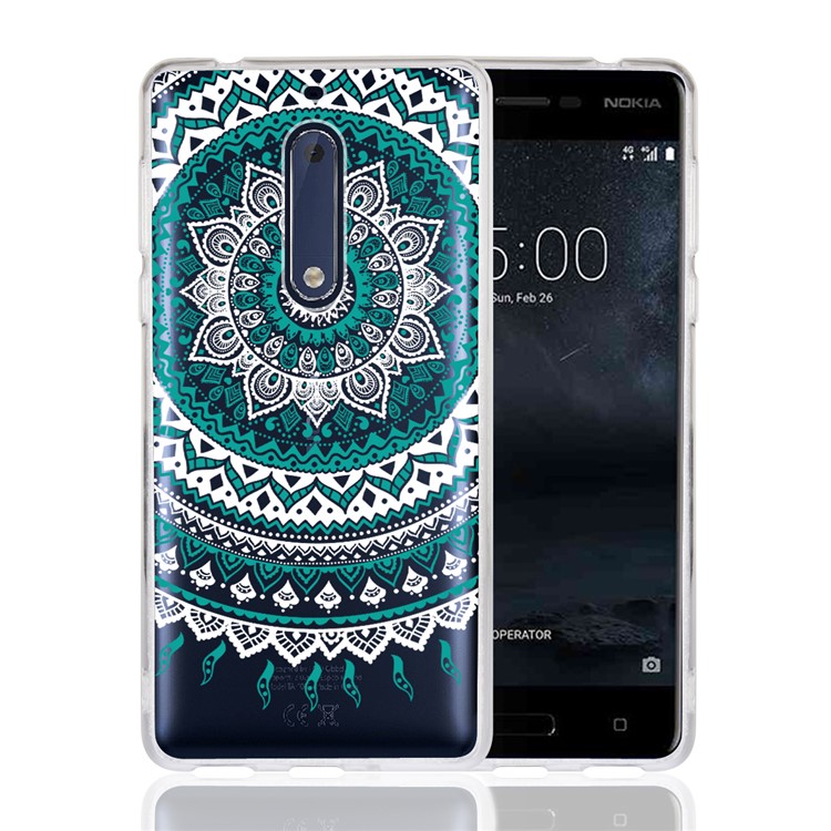 Mandala Flower TPU + PC Combo Back Shell for Nokia 5 - Green-1