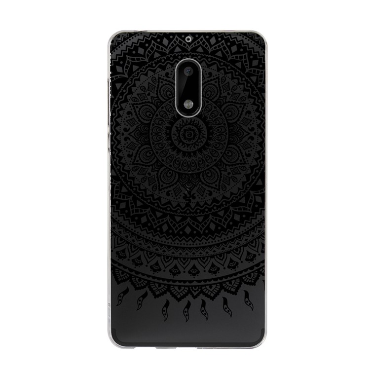 For Nokia 6 Mandala Pattern PC Back + TPU Edge Mobile Case - Black-2