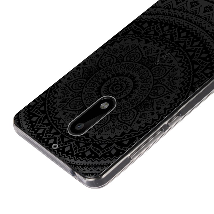 For Nokia 6 Mandala Pattern PC Back + TPU Edge Mobile Case - Black-4