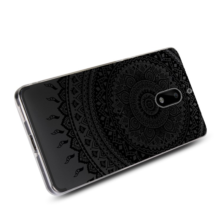 For Nokia 6 Mandala Pattern PC Back + TPU Edge Mobile Case - Black-5