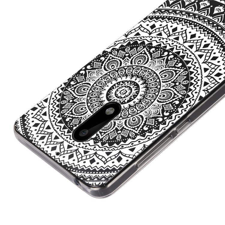 For Nokia 6 Mandala Pattern PC Back + TPU Edge Cell Phone Cover - White-4