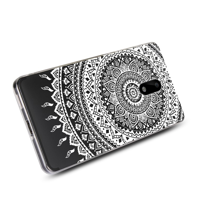 For Nokia 6 Mandala Pattern PC Back + TPU Edge Cell Phone Cover - White-5