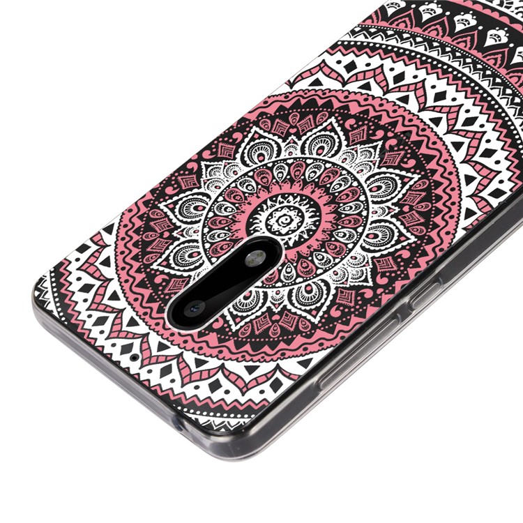 For Nokia 6 Mandala Pattern PC Back + TPU Edge Protective Casing - Pink-4