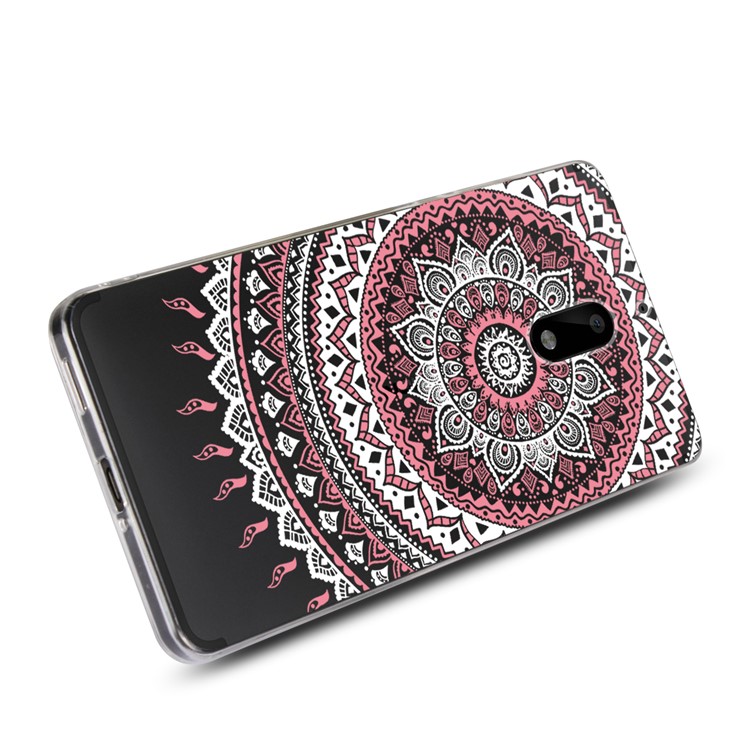 For Nokia 6 Mandala Pattern PC Back + TPU Edge Protective Casing - Pink-5