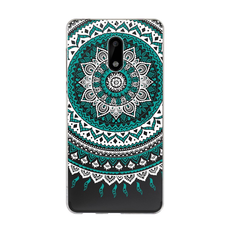 Mandala Pattern PC Back + TPU Edge Phone Cover Accessory for Nokia 6 - Cyan-2
