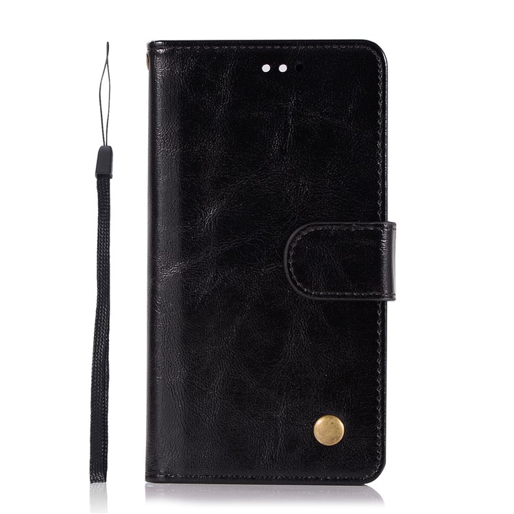 Premium Vintage PU Leather Wallet Stand Phone Case for Nokia 9 / 8 Sirocco with Strap - Black-2