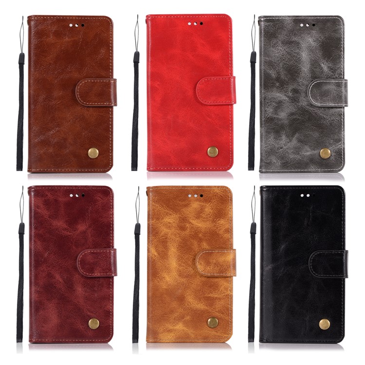 Premium Vintage PU Leather Wallet Stand Phone Case for Nokia 9 / 8 Sirocco with Strap - Black-8