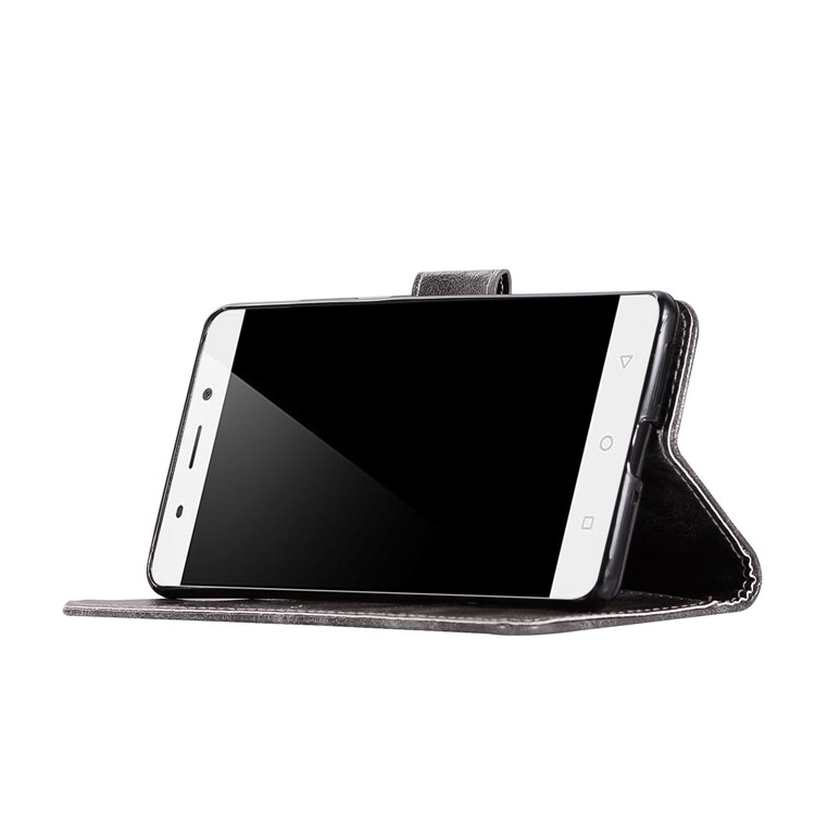 Premium Vintage PU Leather Wallet Stand Phone Cover for Nokia 9 / 8 Sirocco with Strap - Grey-5