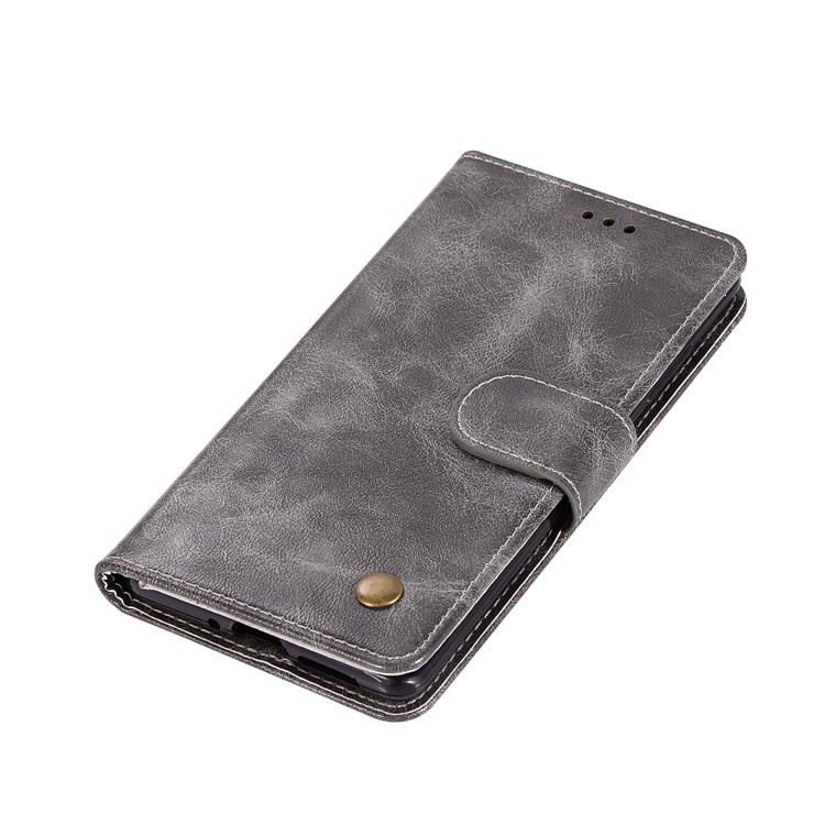 Premium Vintage PU Leather Wallet Stand Phone Cover for Nokia 9 / 8 Sirocco with Strap - Grey-7