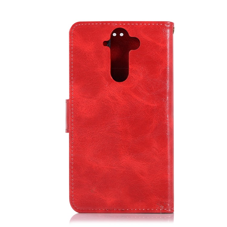 Premium Vintage PU Leather Wallet Stand Phone Shell for Nokia 9 / 8 Sirocco with Strap - Red-3