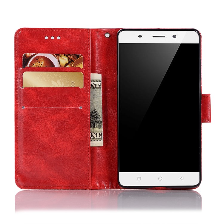 Premium Vintage PU Leather Wallet Stand Phone Shell for Nokia 9 / 8 Sirocco with Strap - Red-4