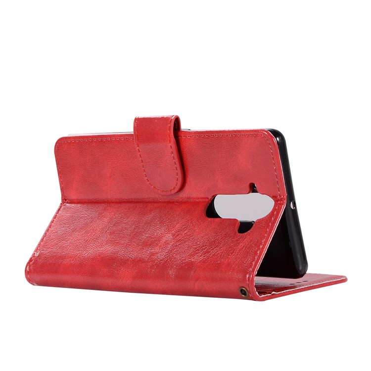 Premium Vintage PU Leather Wallet Stand Phone Shell for Nokia 9 / 8 Sirocco with Strap - Red-6