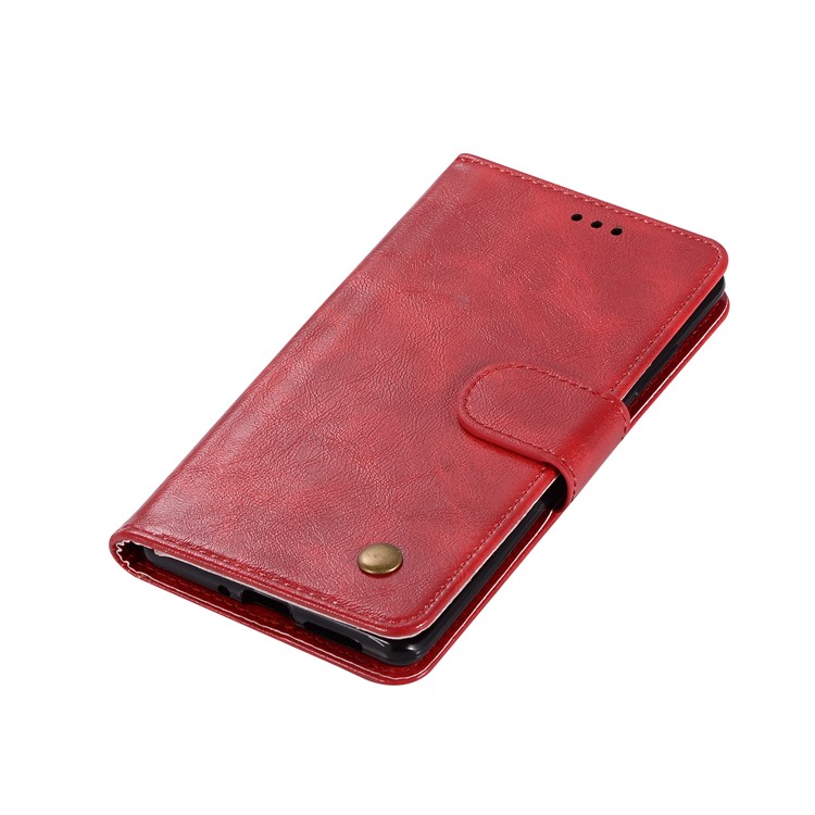Premium Vintage PU Leather Wallet Stand Phone Shell for Nokia 9 / 8 Sirocco with Strap - Red-7