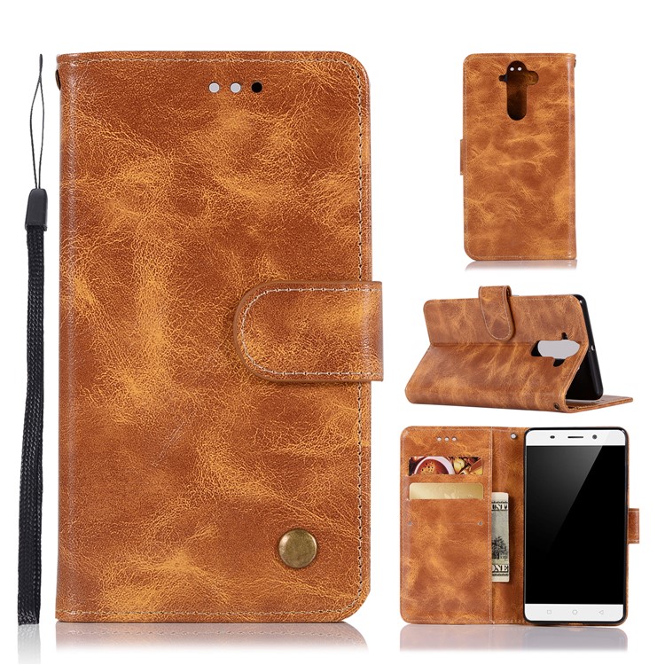 Premium Vintage PU Leather Wallet Stand Mobile Case for Nokia 8 Sirocco with Strap - Brown-1