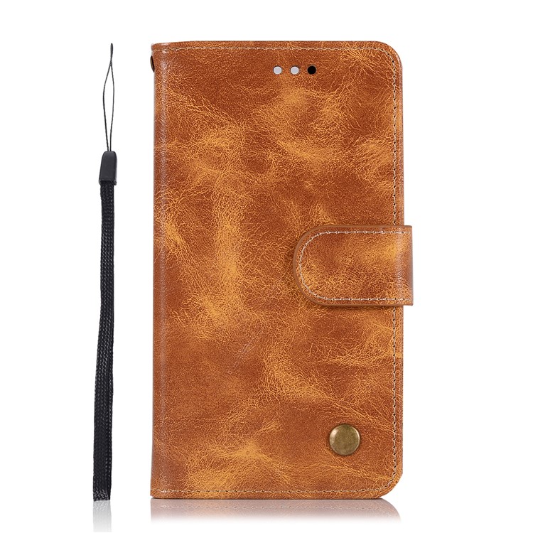 Premium Vintage PU Leather Wallet Stand Mobile Case for Nokia 8 Sirocco with Strap - Brown-2