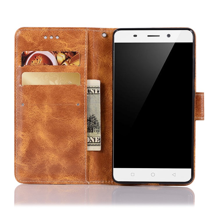 Premium Vintage PU Leather Wallet Stand Mobile Case for Nokia 8 Sirocco with Strap - Brown-4