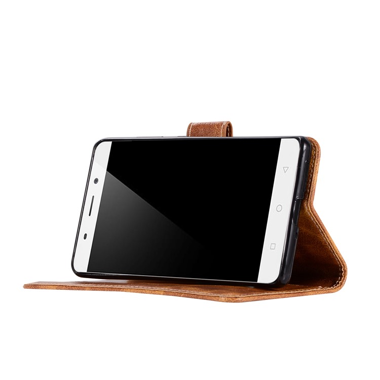 Premium Vintage PU Leather Wallet Stand Mobile Case for Nokia 8 Sirocco with Strap - Brown-5