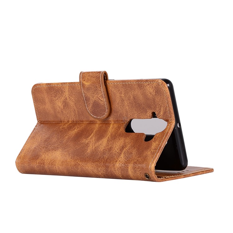 Premium Vintage PU Leather Wallet Stand Mobile Case for Nokia 8 Sirocco with Strap - Brown-6