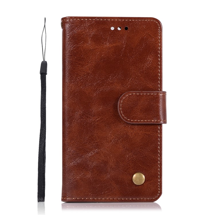 Premium Vintage PU Leather Wallet Stand Mobile Cover for Nokia 9 / 8 Sirocco with Strap - Wine Red-2