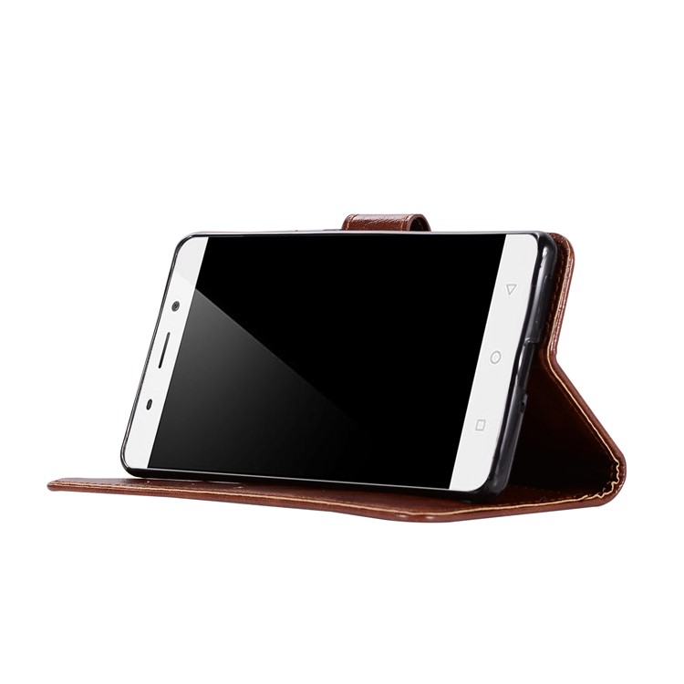 Premium Vintage PU Leather Wallet Stand Mobile Cover for Nokia 9 / 8 Sirocco with Strap - Wine Red-5