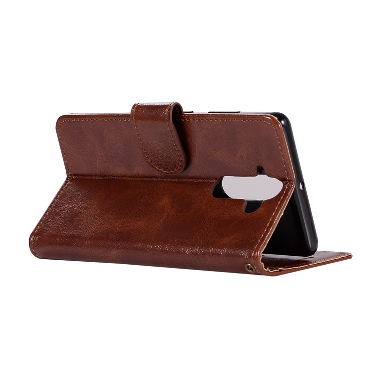Premium Vintage PU Leather Wallet Stand Mobile Cover for Nokia 9 / 8 Sirocco with Strap - Wine Red-6