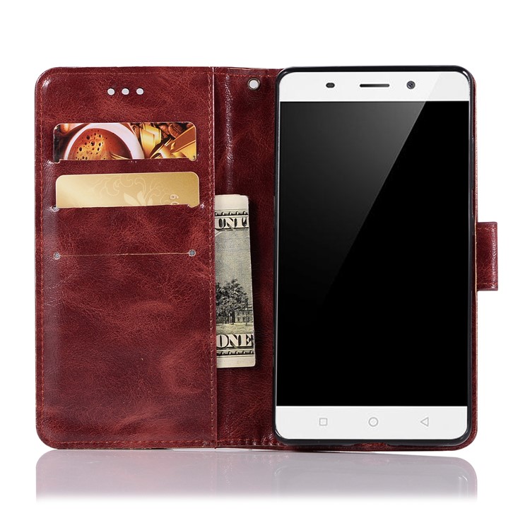 Premium Vintage PU Leather Wallet Stand Phone Casing for Nokia 9 / 8 Sirocco with Strap - Coffee-4