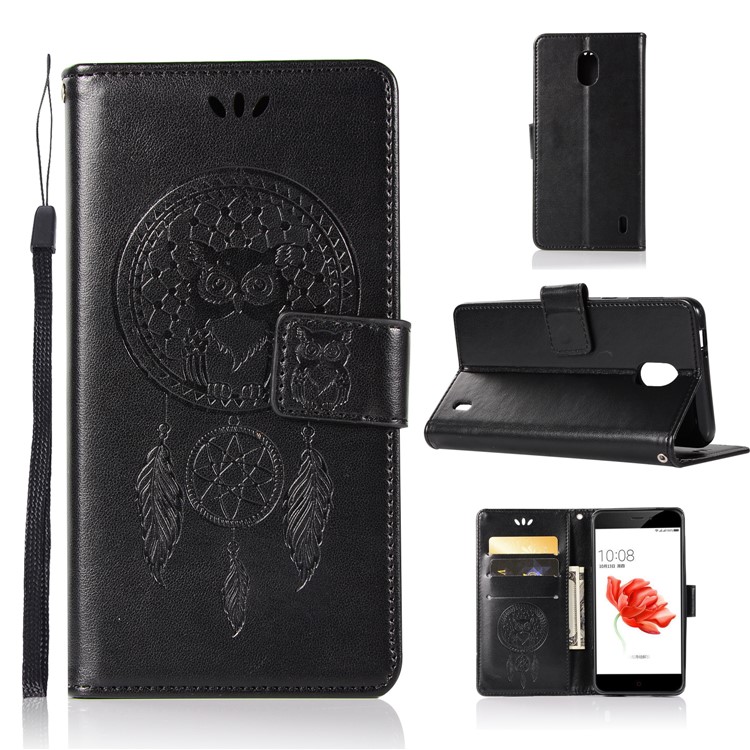 Imprint Owl Dream Catcher Pattern PU Leather Wallet Case for Nokia 2 - Black-1