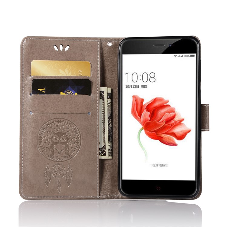 Imprint Owl Dream Catcher Pattern PU Leather Wallet Cover for Nokia 2 - Grey-4