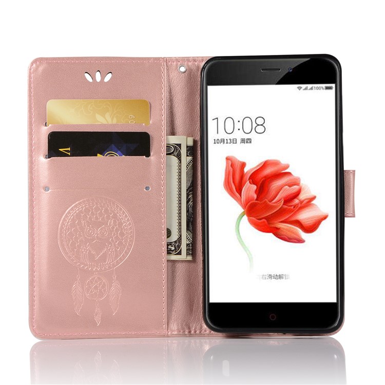 Imprint Owl Dream Catcher Pattern PU Leather Wallet Shell for Nokia 2 - Rose Gold-4
