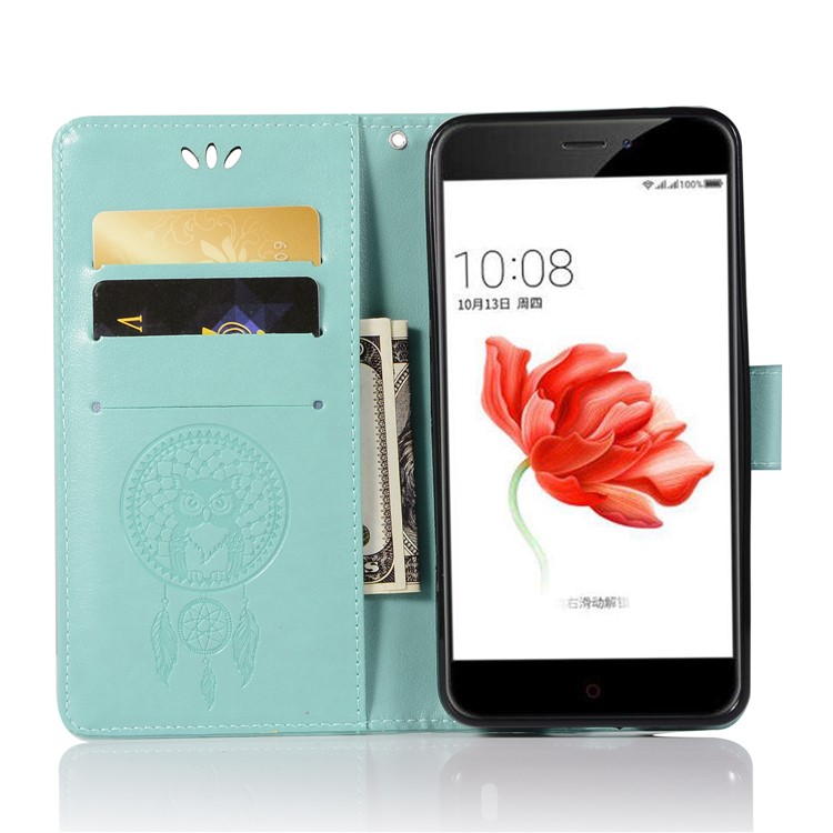 Imprint Owl Dream Catcher Pattern PU Leather Stand Wallet Phone Cover for Nokia 2 - Cyan-4