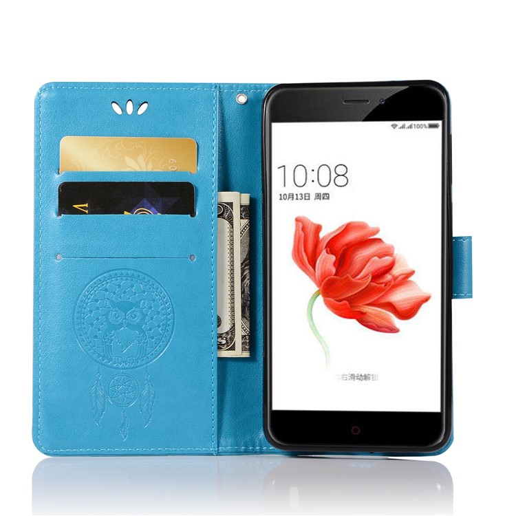 Imprint Owl Dream Catcher Pattern PU Leather Wallet Phone Shell with Stand for Nokia 2 - Blue-4