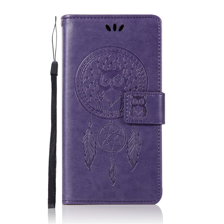 Imprint Owl Dream Catcher Pattern Card Holder Leather Protection Mobile Case for Nokia 2 - Purple-2