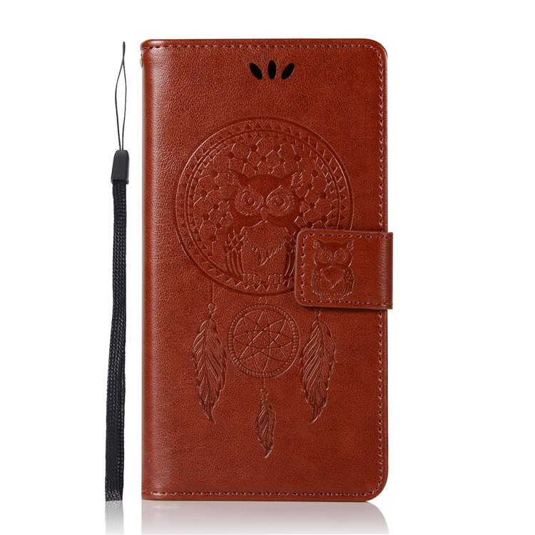 Imprint Owl Dream Catcher Pattern PU Leather Card Slots Phone Casing for Nokia 2 - Brown-2