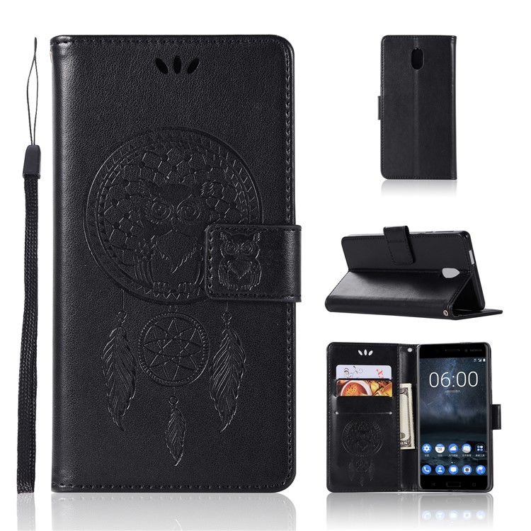 Imprint Owl Dream Catcher Pattern PU Leather Magnetic Wallet Mobile Phone Case for Nokia 3 - Black-1