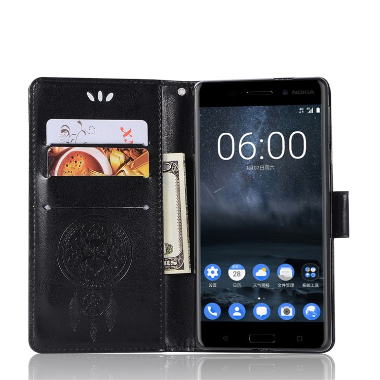 Imprint Owl Dream Catcher Pattern PU Leather Magnetic Wallet Mobile Phone Case for Nokia 3 - Black-4