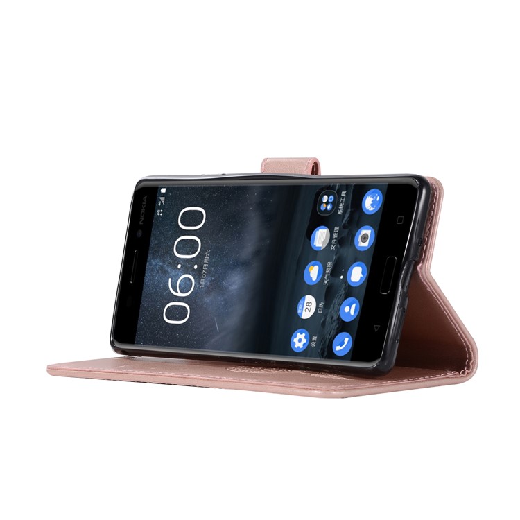 Imprint Owl Dream Catcher Pattern PU Leather Stand Wallet Phone Case for Nokia 3 - Rose Gold-5