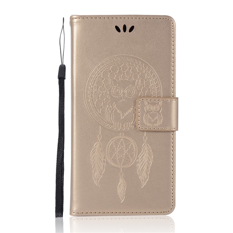 Imprint Owl Dream Catcher Pattern PU Leather Wallet Mobile Case with Stand for Nokia 3 - Gold-2