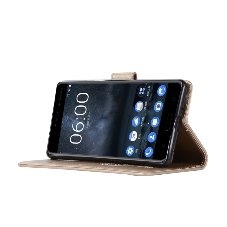Imprint Owl Dream Catcher Pattern PU Leather Wallet Mobile Case with Stand for Nokia 3 - Gold-5