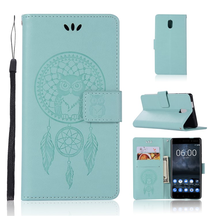 Imprint Owl Dream Catcher Pattern PU Leather Protection Cell Phone Cover for Nokia 3 - Cyan-1