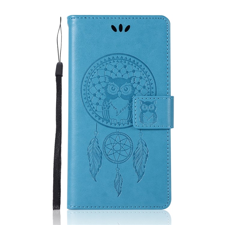 Imprint Owl Dream Catcher Pattern Card Holder Leather Wallet Mobile Phone Shell for Nokia 3 - Blue-2