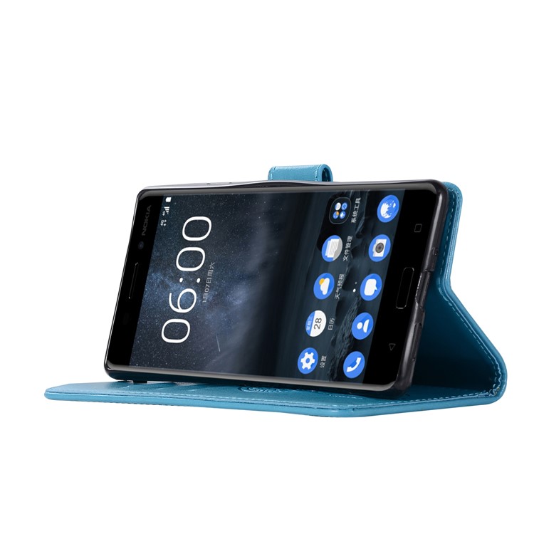 Imprint Owl Dream Catcher Pattern Card Holder Leather Wallet Mobile Phone Shell for Nokia 3 - Blue-5