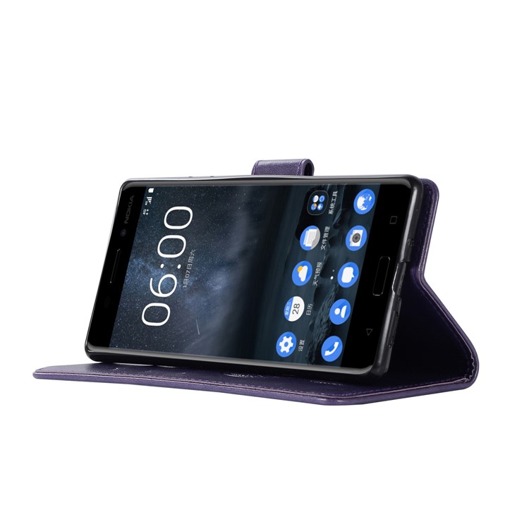 Imprint Owl Dream Catcher Pattern PU Leather Stand Wallet Protective Cover Shell for Nokia 3 - Purple-5