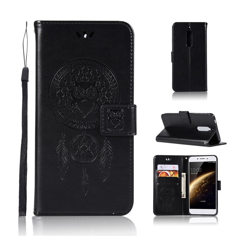 For Nokia 5 Imprint Owl Dream Catcher Pattern PU Leather Protection Wallet Case - Black-1