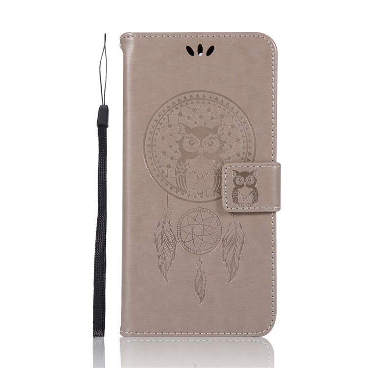 For Nokia 5 Imprint Owl Dream Catcher Pattern PU Leather Protection Wallet Cover - Grey-2