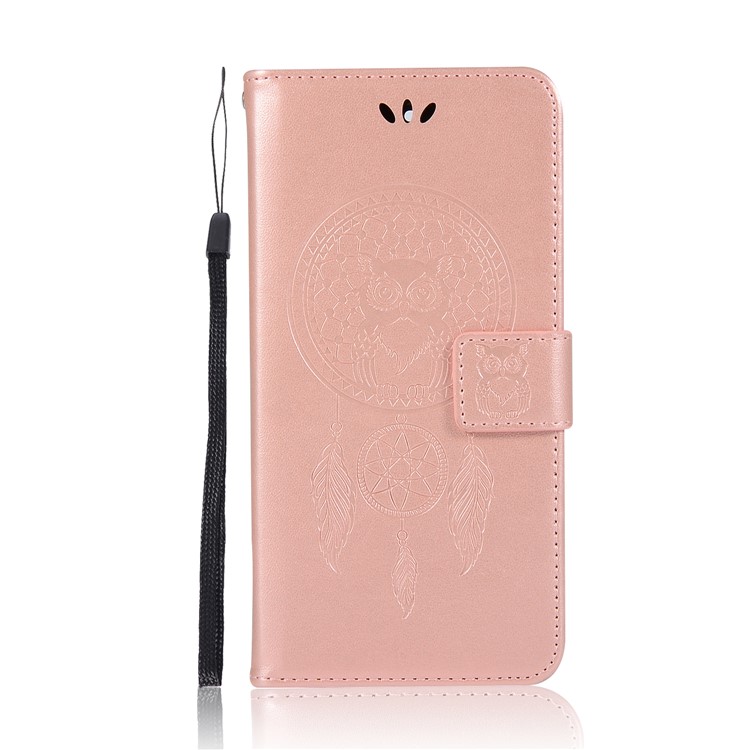 For Nokia 5 Imprint Owl Dream Catcher Pattern PU Leather Protection Wallet Shell - Rose Gold-2